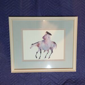 Vtg Carol Grigg Watercolor Lithograph Mother Moon 1990 Native Framed 20x24”